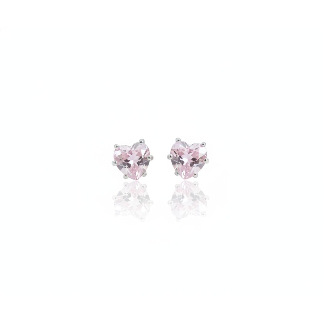 Brinco ponto de luz zirconia coração 5x5 colorido